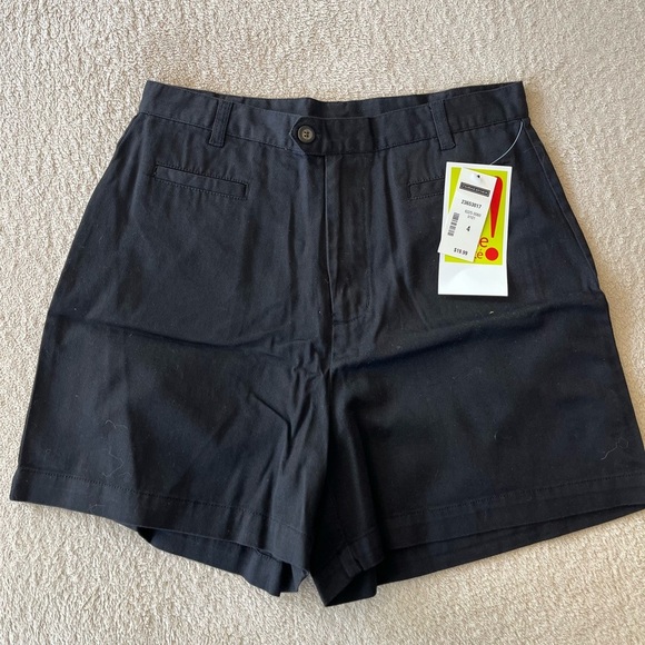 NWT 2000s Minimalist Black Cotton High Waisted Shorts 4 - Picture 4 of 11
